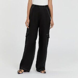 Dissh DIMITRA BLACK LINEN CARGO PANT, S, US 4